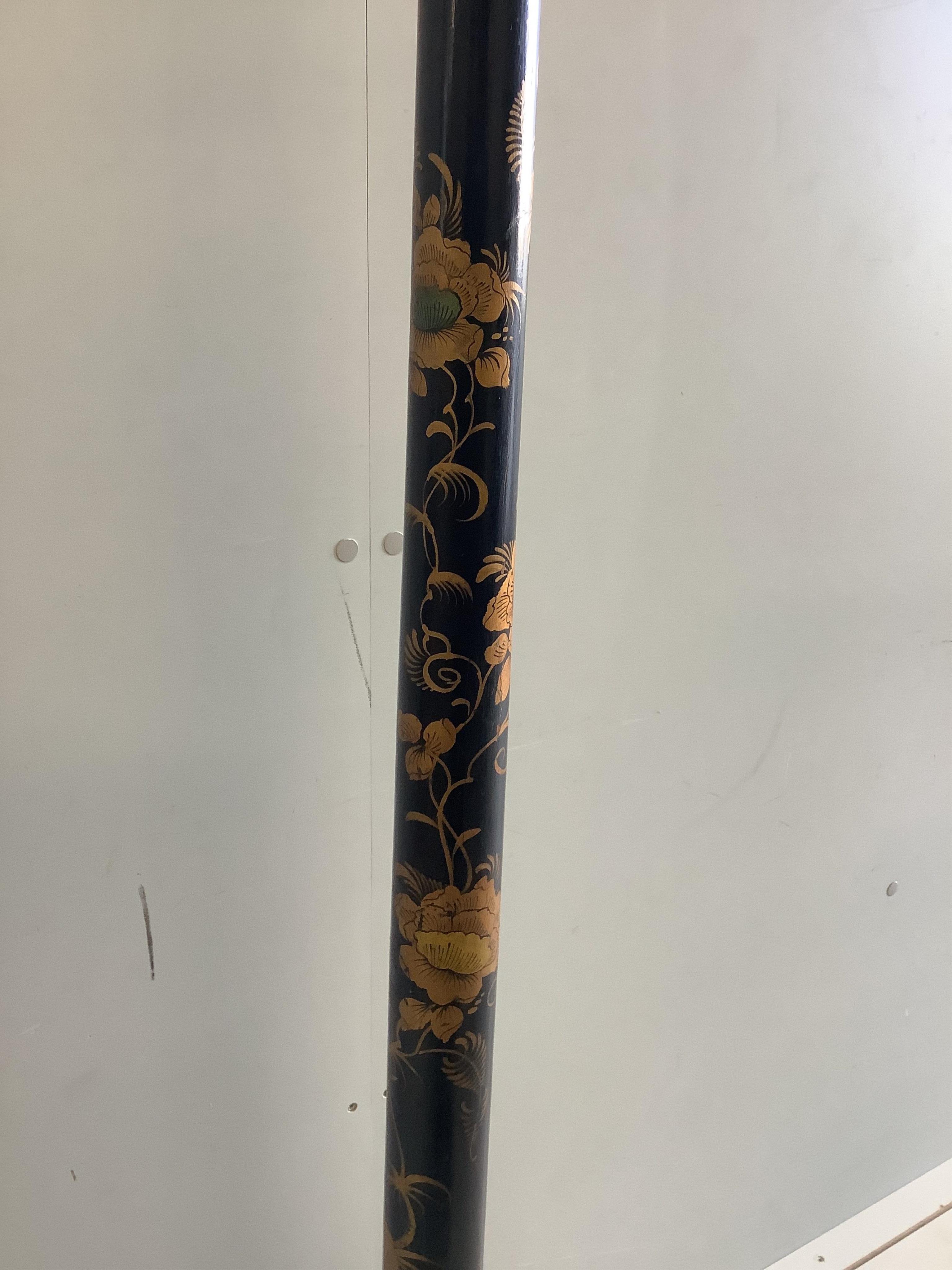 A chinoiserie lacquer standard lamp, height 160cm. Condition - fair to good